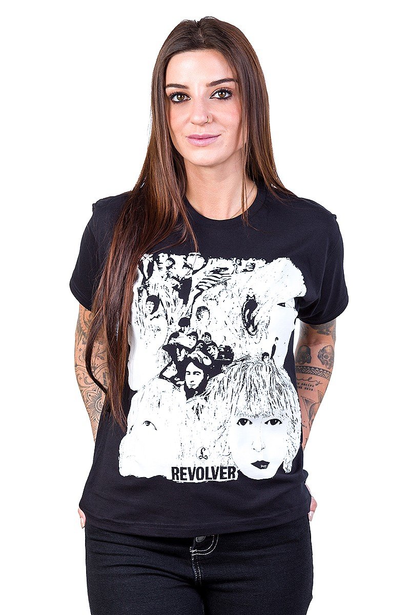 The Beatles Camiseta Revolver Studio Shots Band Logo Oficial Hombre Charcoal, Gris Oscuro, S