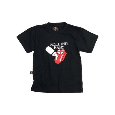 camiseta bebe the rolling stones logo mamadeira manga curta bb009