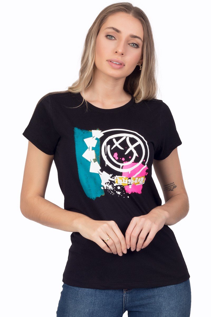 T-shirt Feminina Blink-182 Logo Álbum