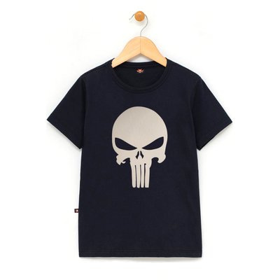 in654 u pr camiseta infantil justiceiro logo branco preta
