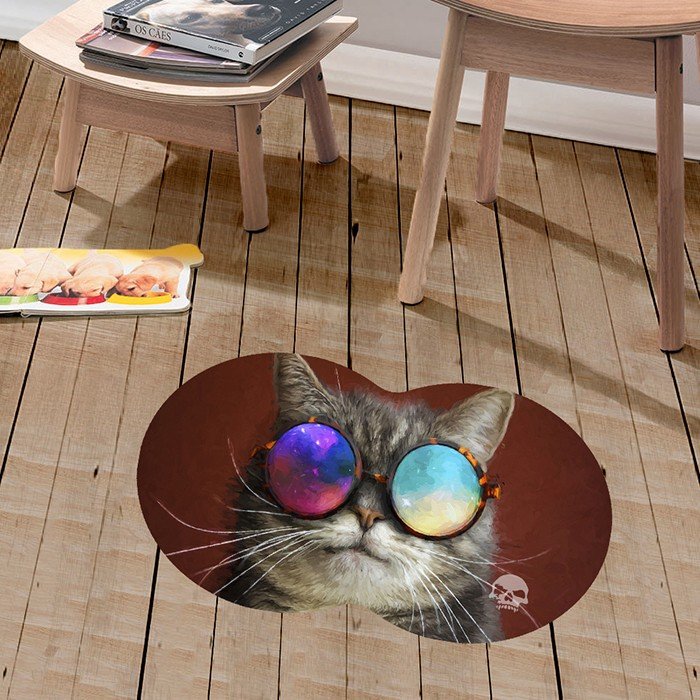 tpo 006 tapete para pet oval gato oculos colorido emborrachado 4