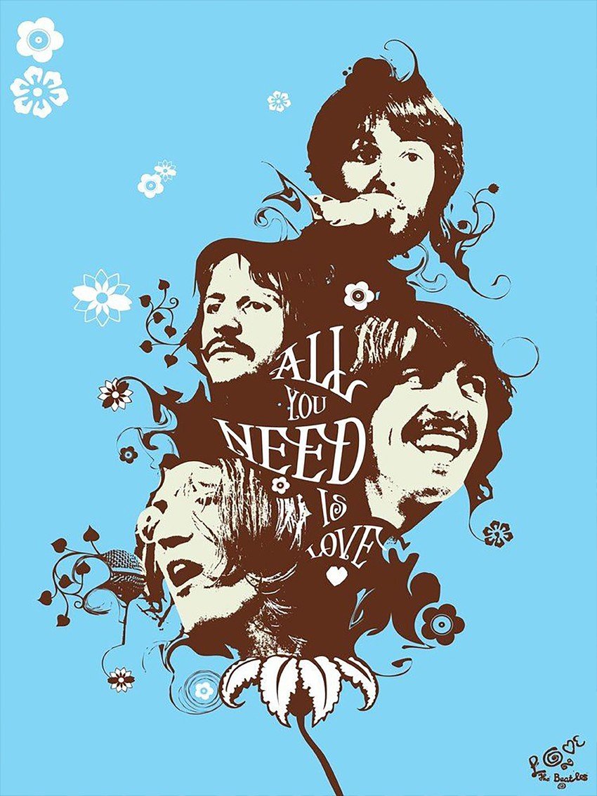 Placa Decorativa The Beatles All You Need Is Love