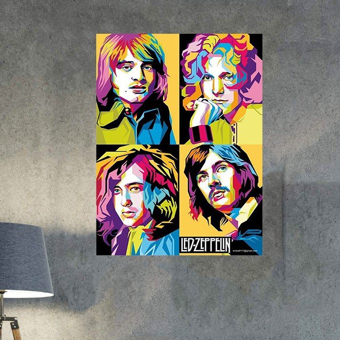 plc 0189 placa decorativa led zeppelin colorido 1