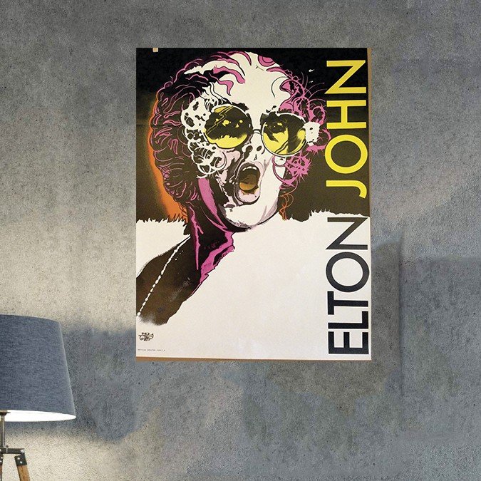 Placa Decorativa Elton John Oculos Amarelo