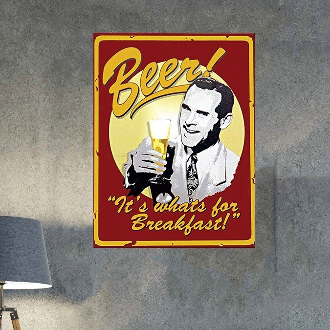 plc 0293 placa decorativa beer it s whats for breakfast 2