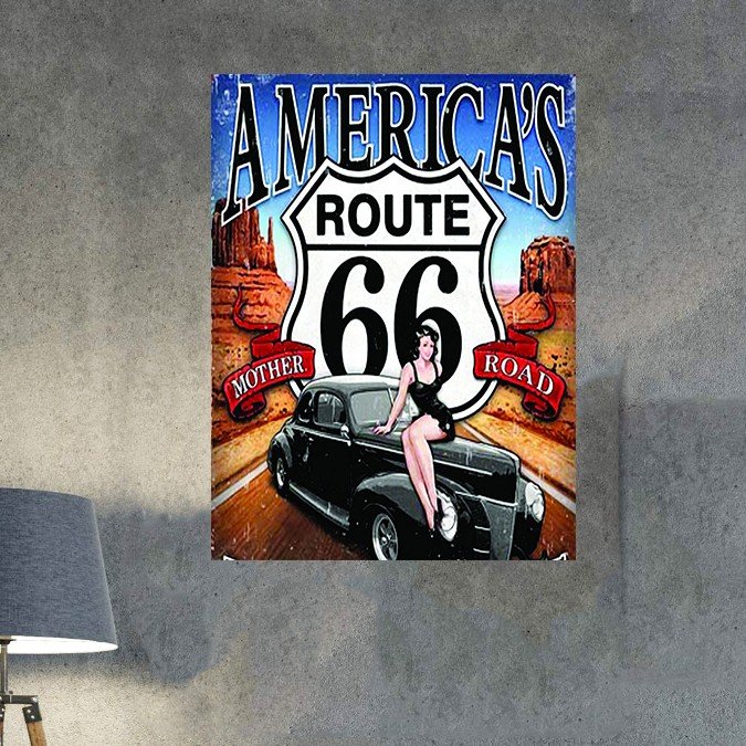 Placa Decorativa Americans Route 66 Mother Road