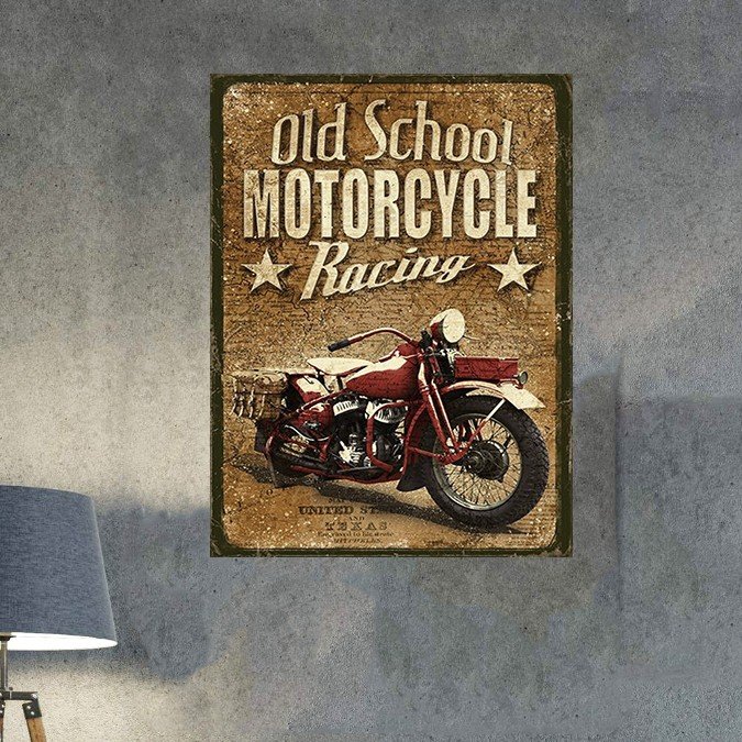 plc 0545 placa decorativa ond shool motorcycle racing 1