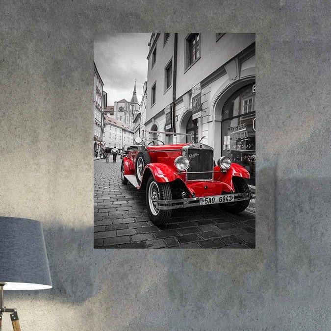 plc 0565 placa decorativa carro antigo vernelho vintage 1