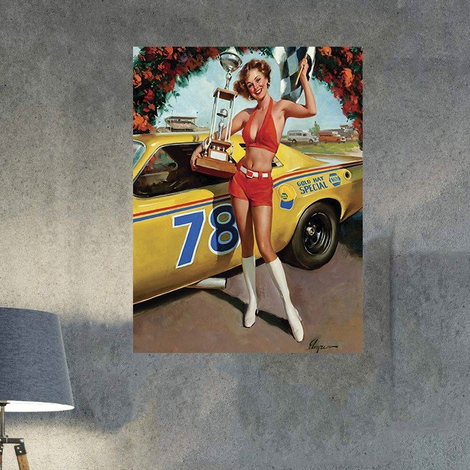 plc 0644 placa decorativa pin up trofeu corrida 1