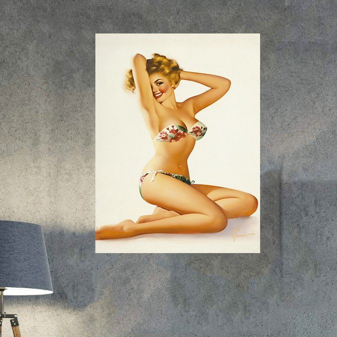 plc 0692 placa decorativa pin up biquine florido 1