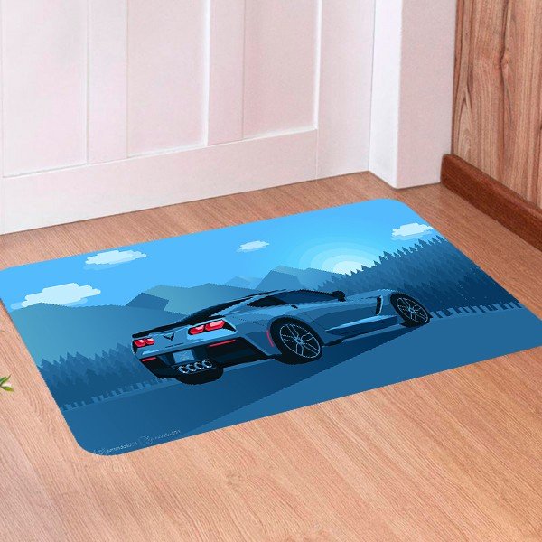 tpe 213 tapete para porta carro chevrolet corvette azul 4