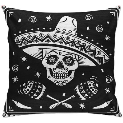 cap91 capa para almofada decorativa caveira mexicana branca 2