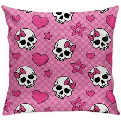 cap98 capa para almofada decorativa caveiras coracao rosa 2