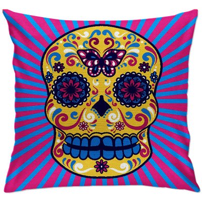 cap101 capa para almofada decorativa caveiras dia dos mortos 2
