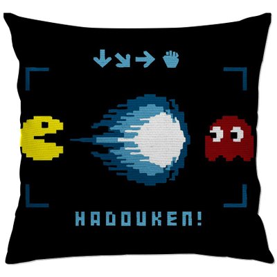 cap122 capa para almofada decorativa pac man atirando 2