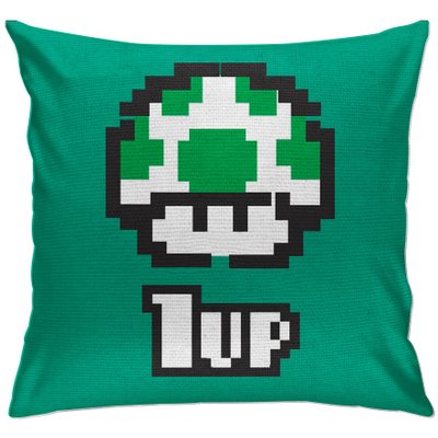 cap130 capa para almofada decorativa mario cogumelo 1up escrito 2