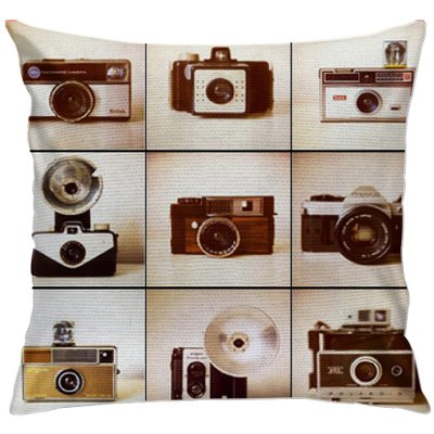 cap158 capa para almofada decorativa estante de cameras retro 2