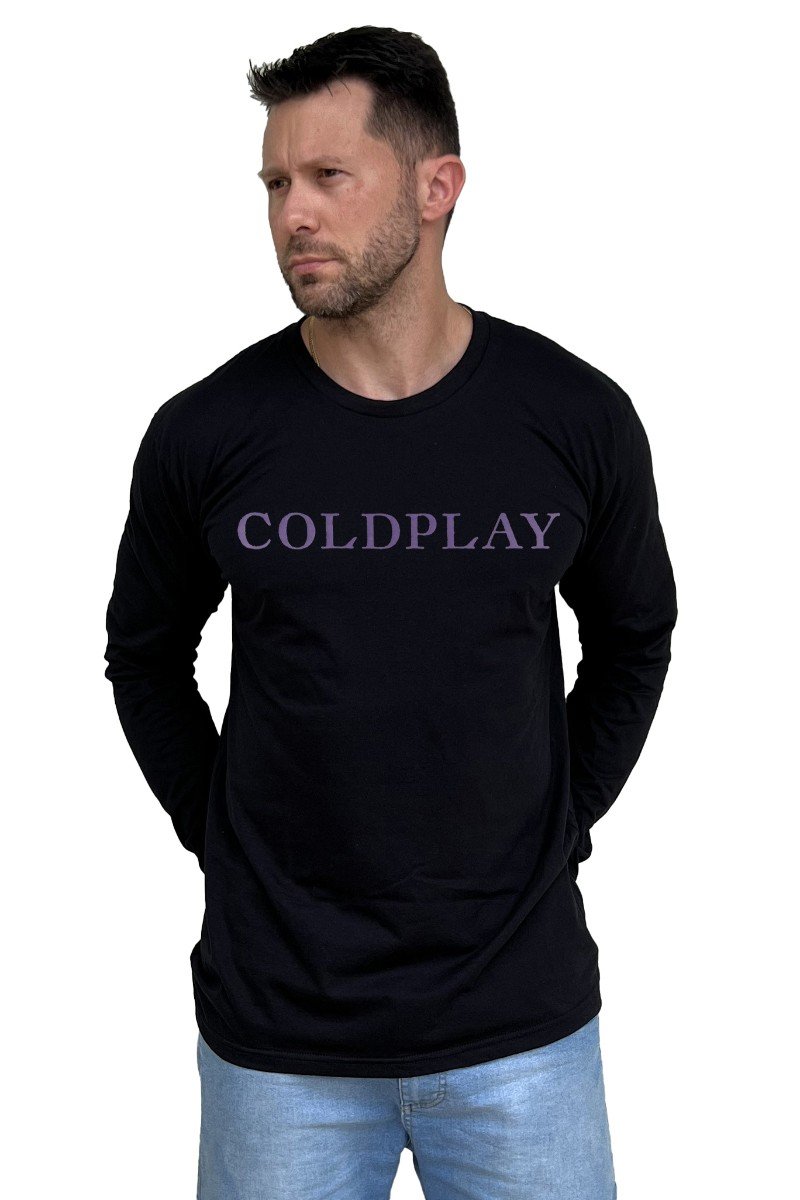 Camiseta Manga Longa Coldplay Music Of The Spheres Roxo Com Punho