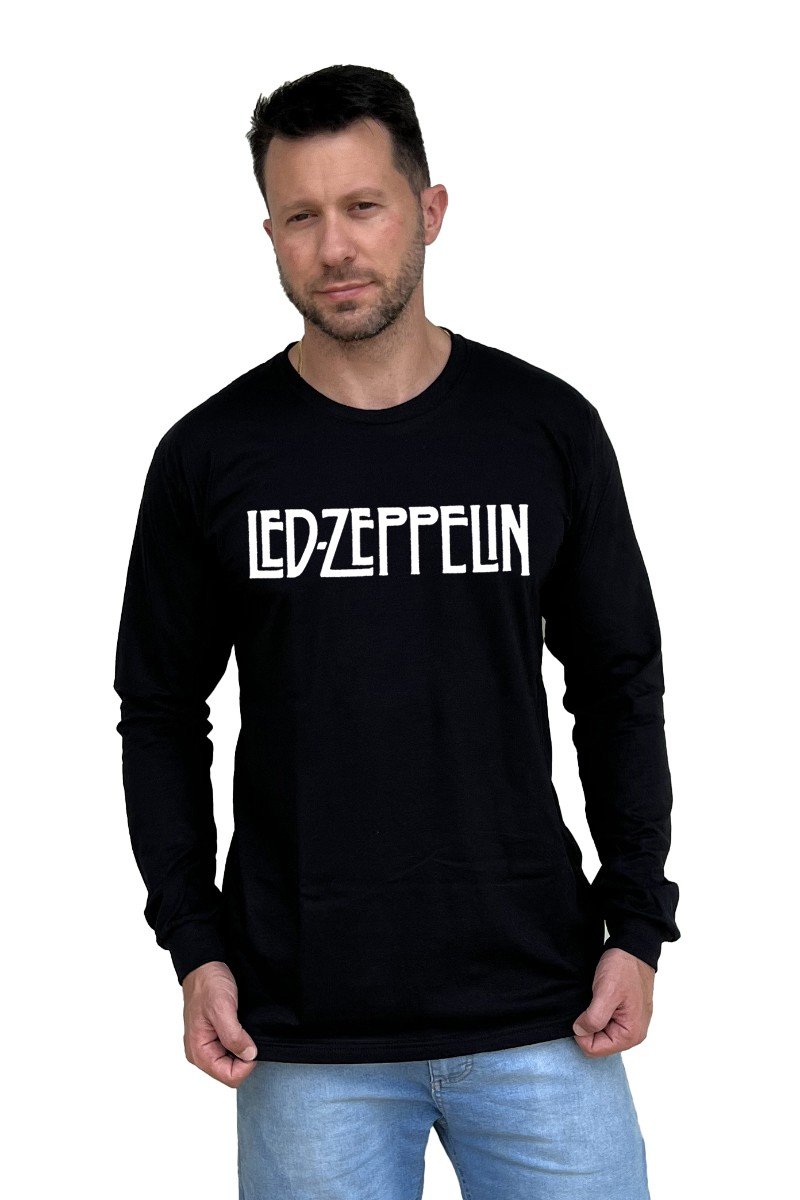 Camiseta Manga Longa Led Zeppelin Escrita com Reforço - Unissex