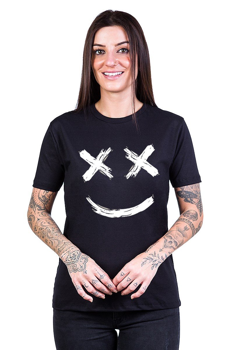 Camiseta Smile Várias Cores Face Desenho 100% Algodão - Unissex
