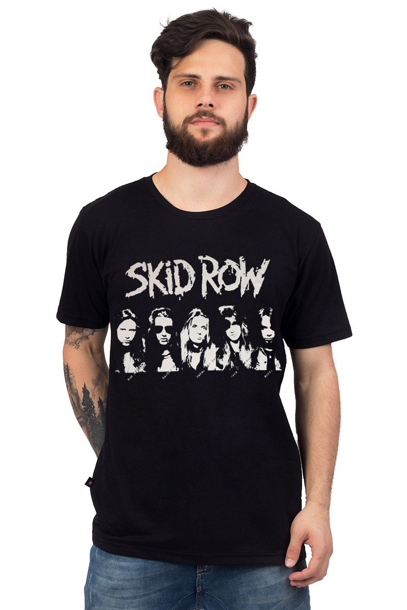 Camiseta Skid Row Grupo Preta - UNISSEX