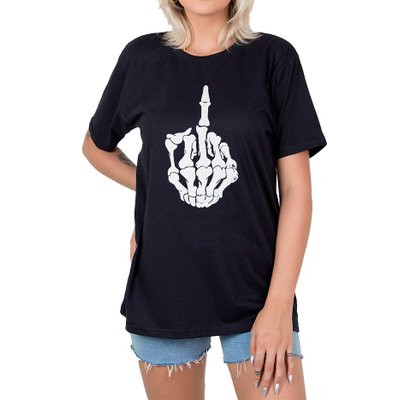 cam 2913 camiseta esqueleto dedo do meio f corte