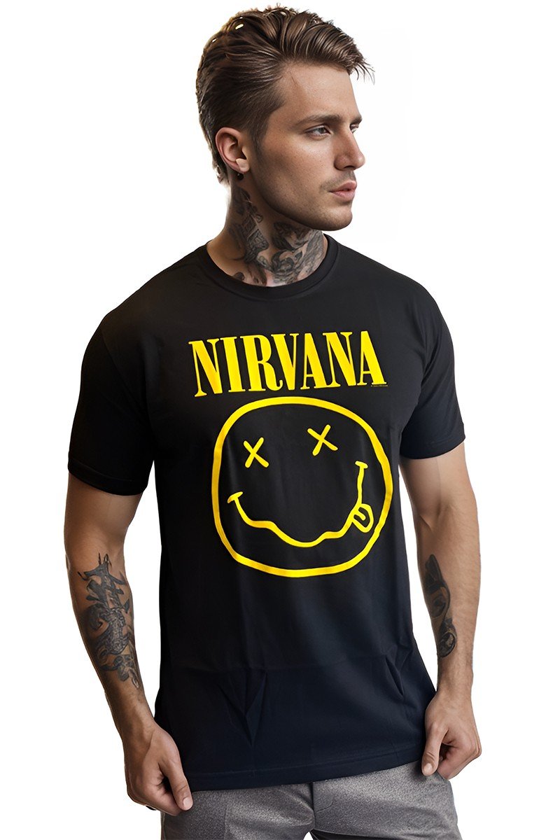 ミュージシャン NIRVANA Smiley Face T-Shirt Camiseta Nirvana Smiley Face High definition - UNISSEX