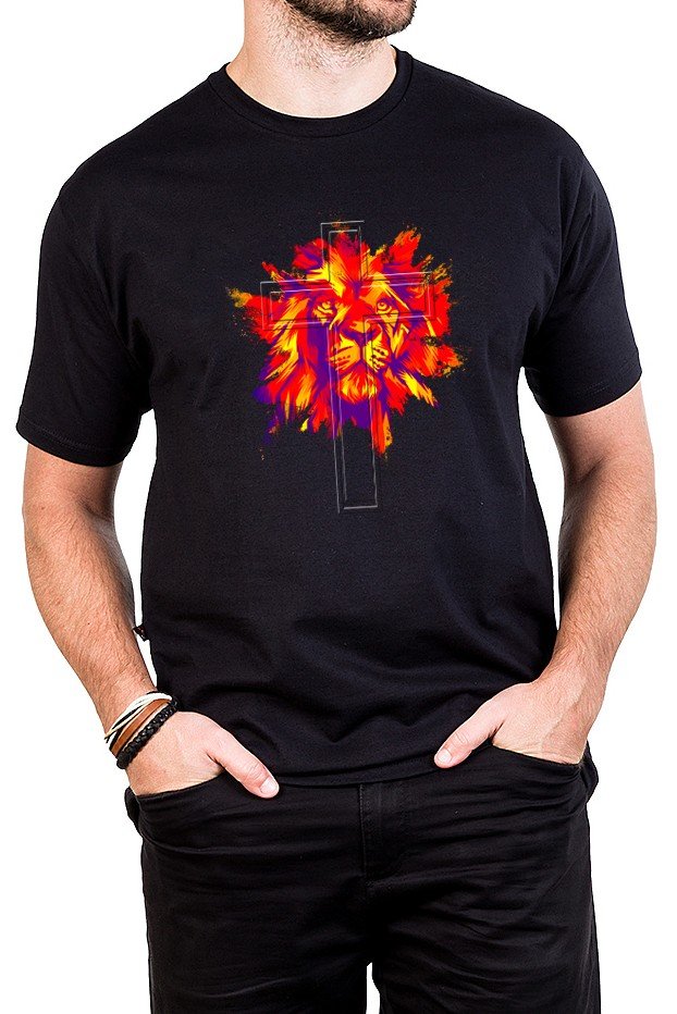 6000 camiseta leao colorido m corte