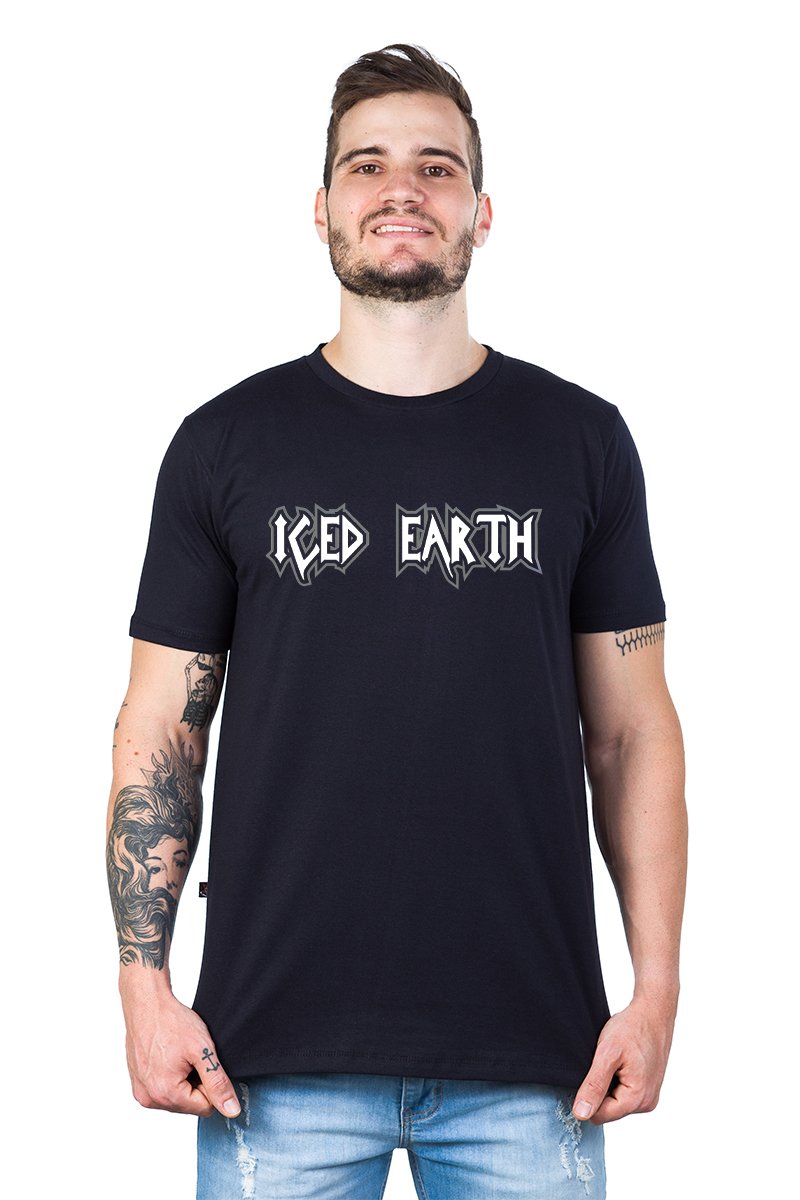 Camiseta Iced Earth Escrita 100 % Algodão - Unissex