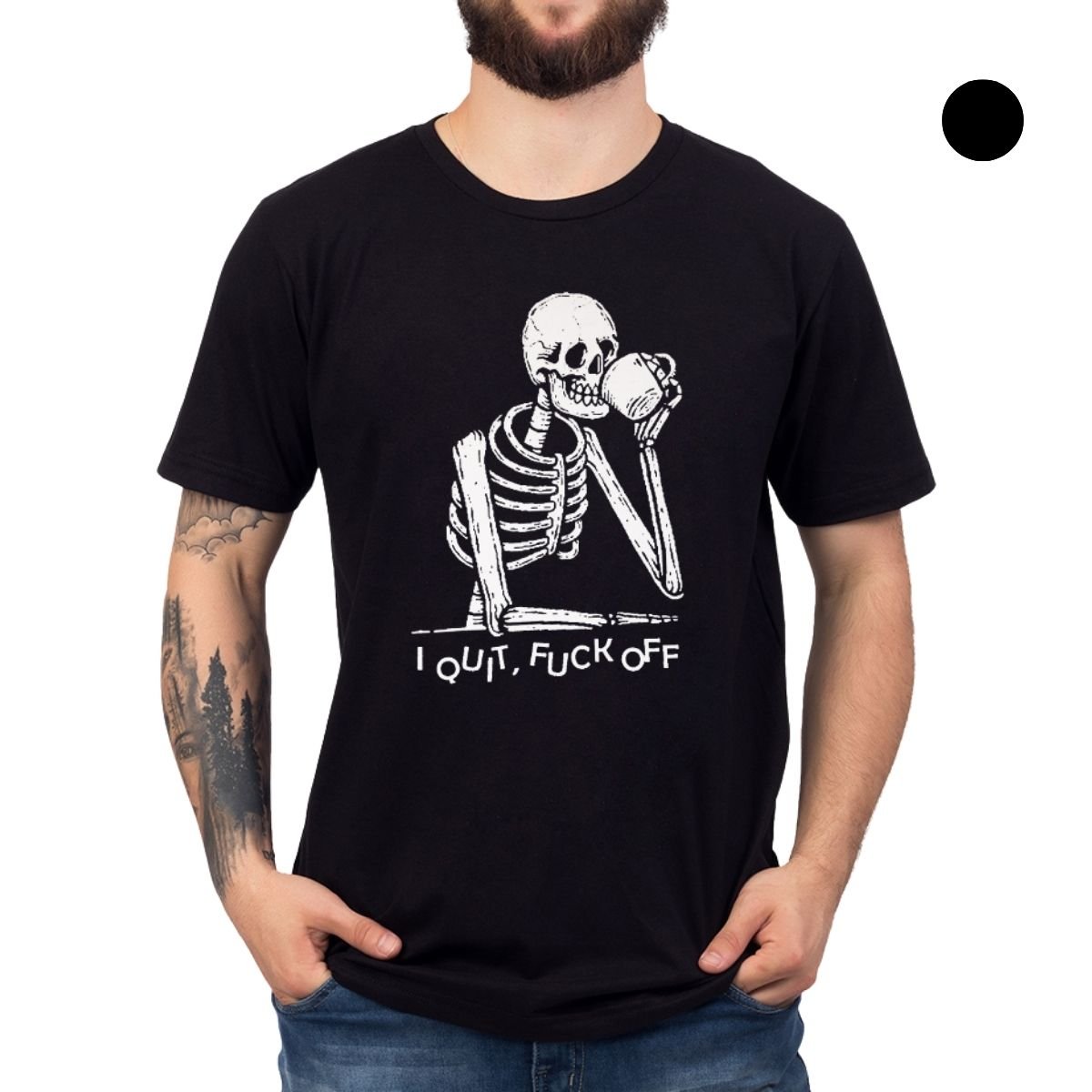 Camiseta Esqueleto I Quit F Off - UNISSEX