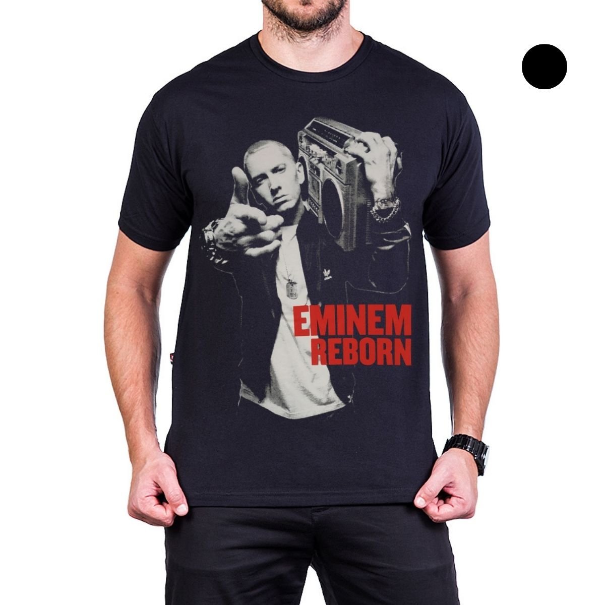 Camiseta Eminem Ouvindo Radio Estampa Frente e Costas - UNISSEX