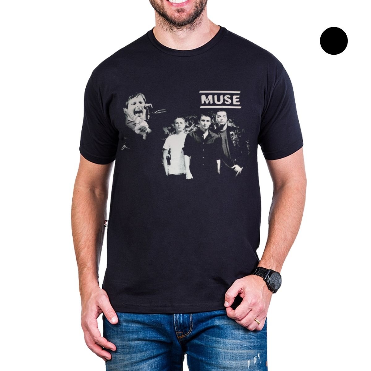 Camiseta Muse Foto Grupo 100% algodão - UNISSEX