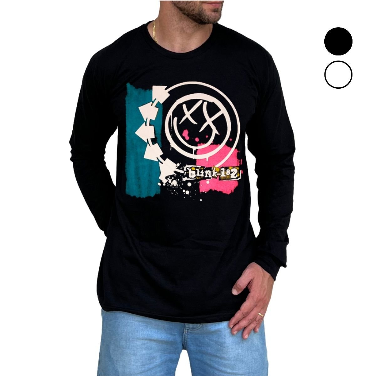Camiseta Manga Longa Blink-182 Logo Álbum com Punho - UNISSEX