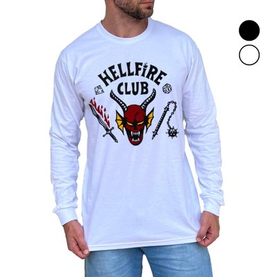 Camiseta Manga Longa Hellfire Club Stranger Things com Reforço - Unissex