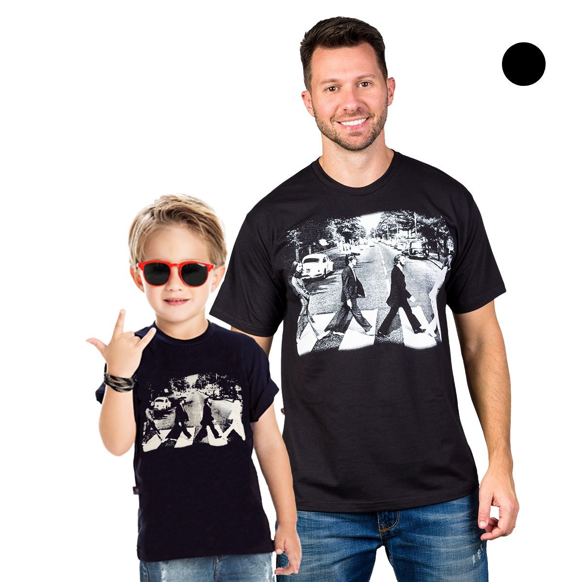 Kit Tal Pai Tal Filho(a) Camisetas The Beatles Abbey Road Faixa