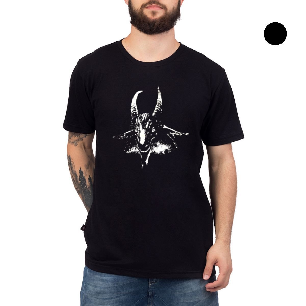 Camiseta Cabeça de Bode Desenho 100% Algodão - Unissex