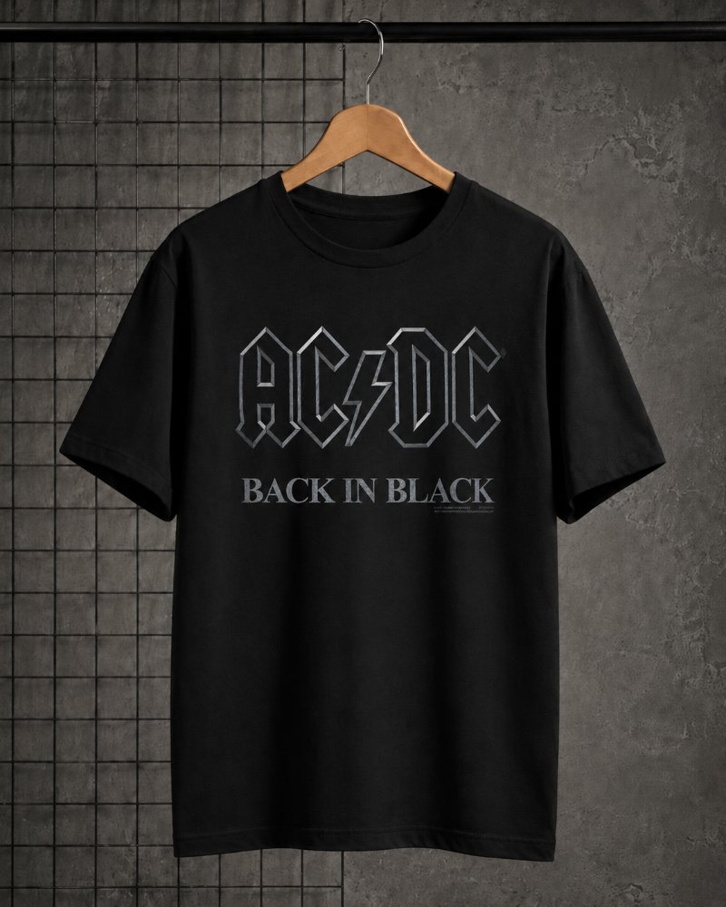 Camiseta Ac/Dc Back In Black Oficial High definition - UNISSEX