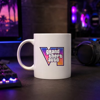Caneca De Cerâmica 300ml GTA VI Grand Theft Auto 6 Logo Vice City Gamer